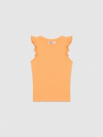 %Pto% Camiseta mangas con volantes naranja vista frontal