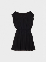 %Pto% Vestido cintura elástica preto vista frontal