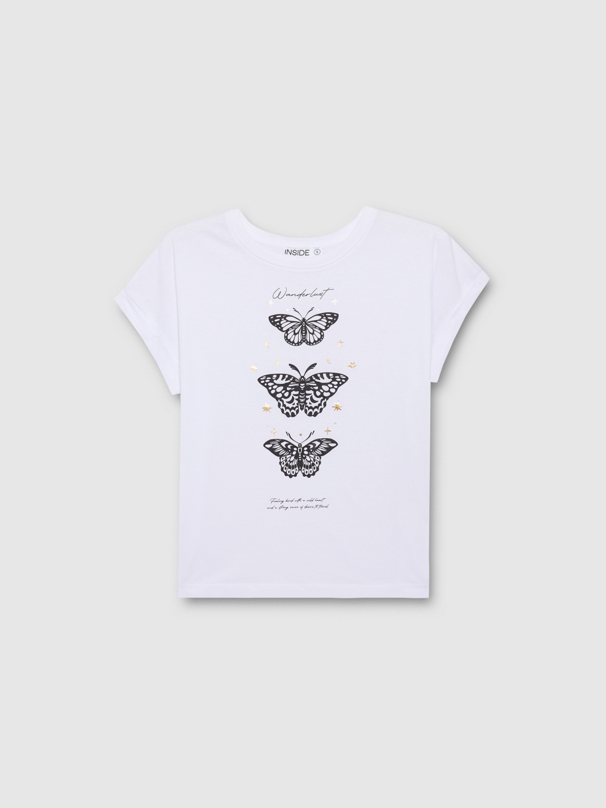  Camiseta manga corta mariposas blanco vista frontal