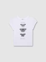 %Pto% Camiseta manga corta mariposas blanco vista frontal