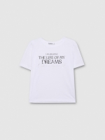 %Pto% Short-sleeve t-shirt with silver text white front view