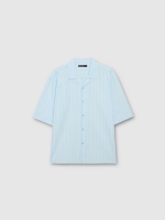 %Pto% Camisa manga corta rayas azul celeste vista frontal