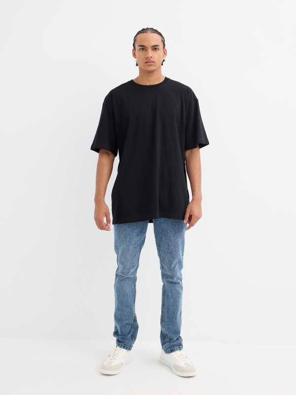 Jeans slim azul ácido