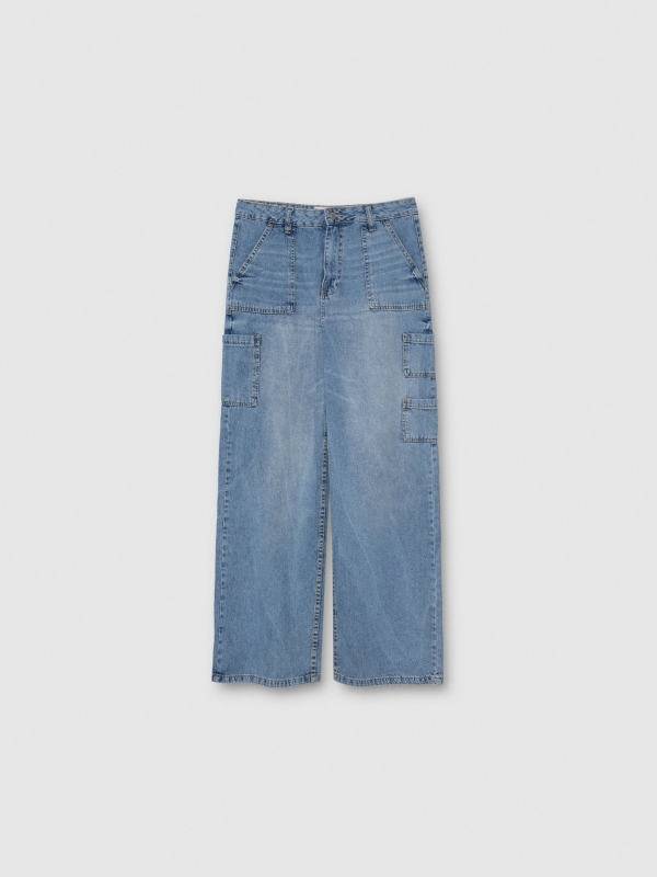  Jeans wide leg multibolsos azul vista frontal