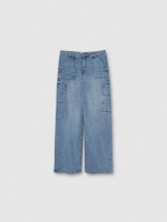 %Pto% Jeans wide leg multibolsos azul vista frontal