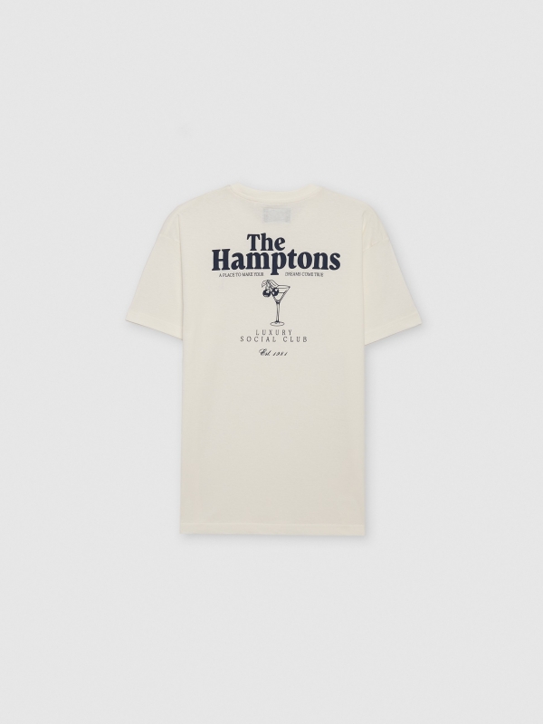 Camiseta estampado The Hamptons blanco roto vista trasera