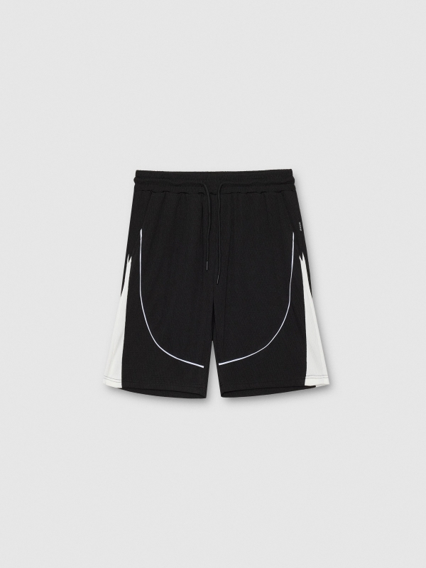  Bermuda jogger contrast line black front view