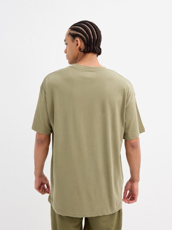 Inside social club t-shirt khaki middle back view