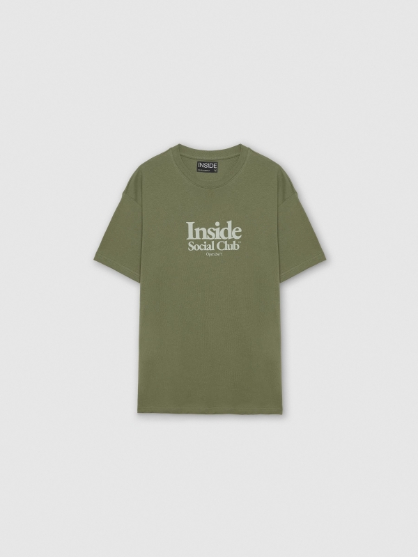  Inside social club t-shirt khaki front view