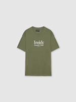%Pto% Inside social club t-shirt khaki front view