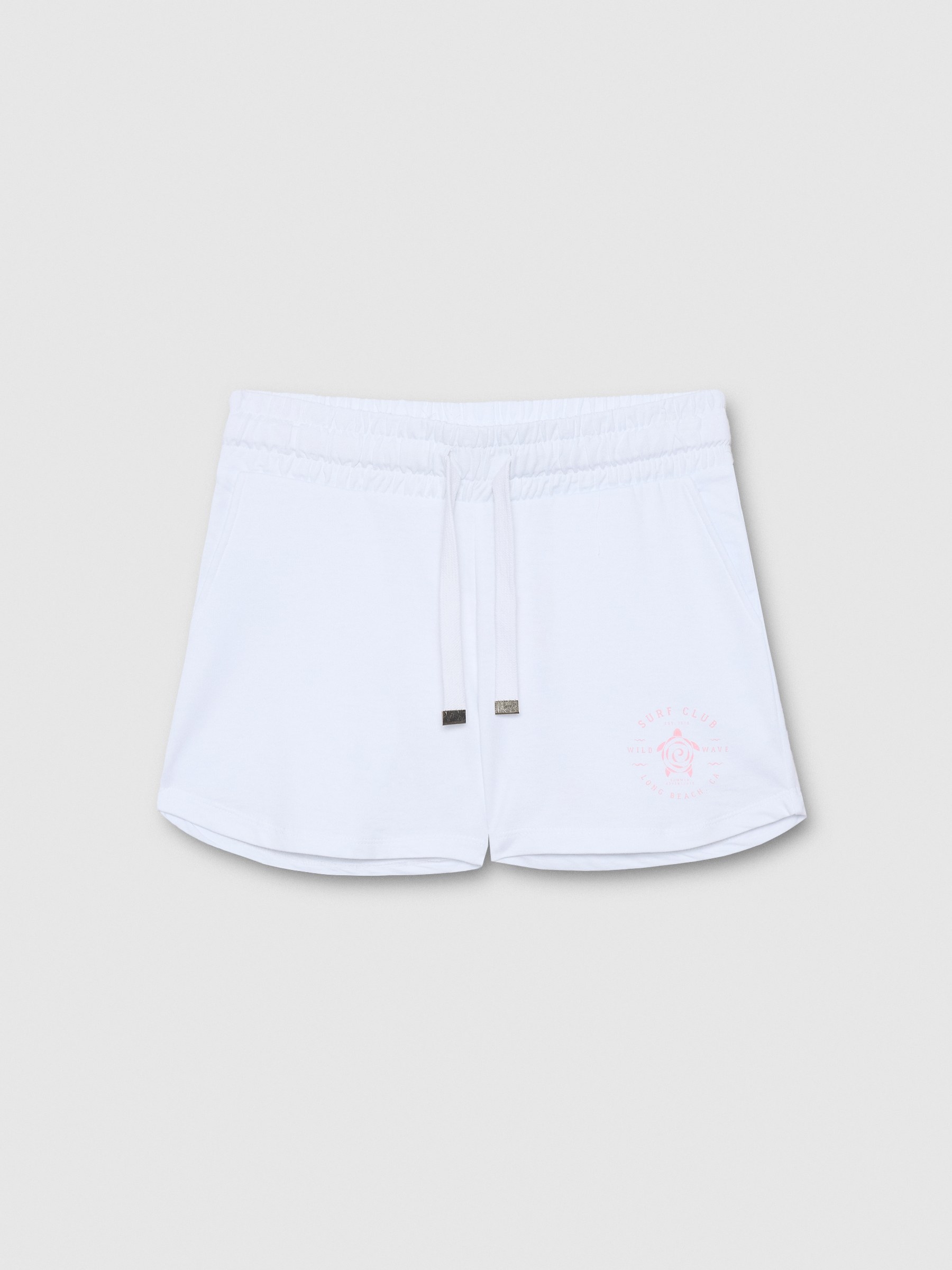 Surf fleece bermuda shorts white middle front view
