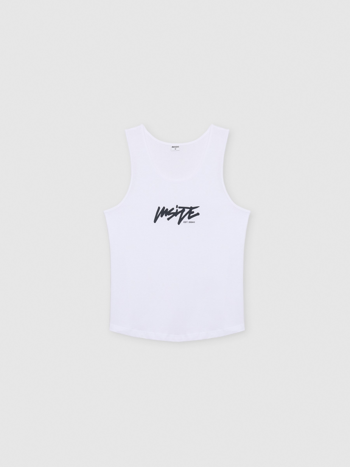 %Pto% Camiseta de alças texto Inside branco vista frontal