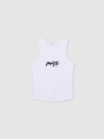 %Pto% Camiseta tirantes texto Inside blanco vista frontal