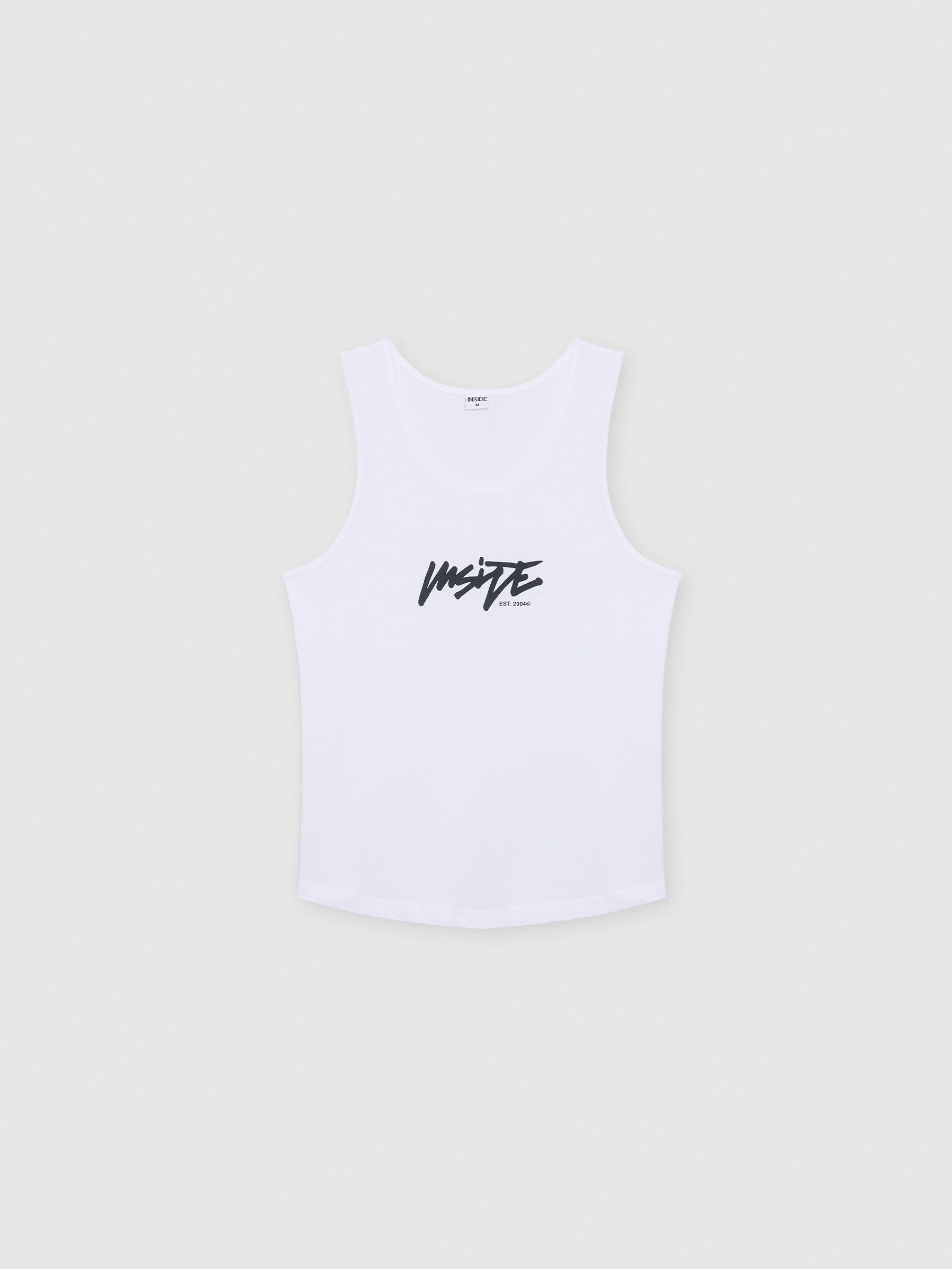 Tank top text Inside white middle front view