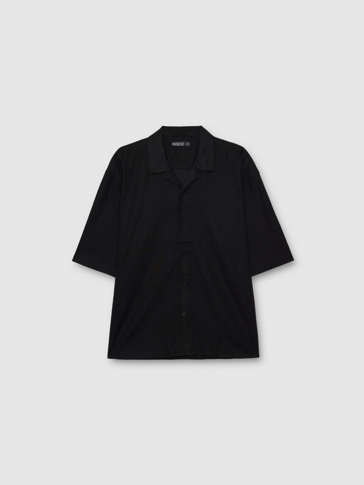 %Pto% Camisa manga corta lisa negro vista frontal