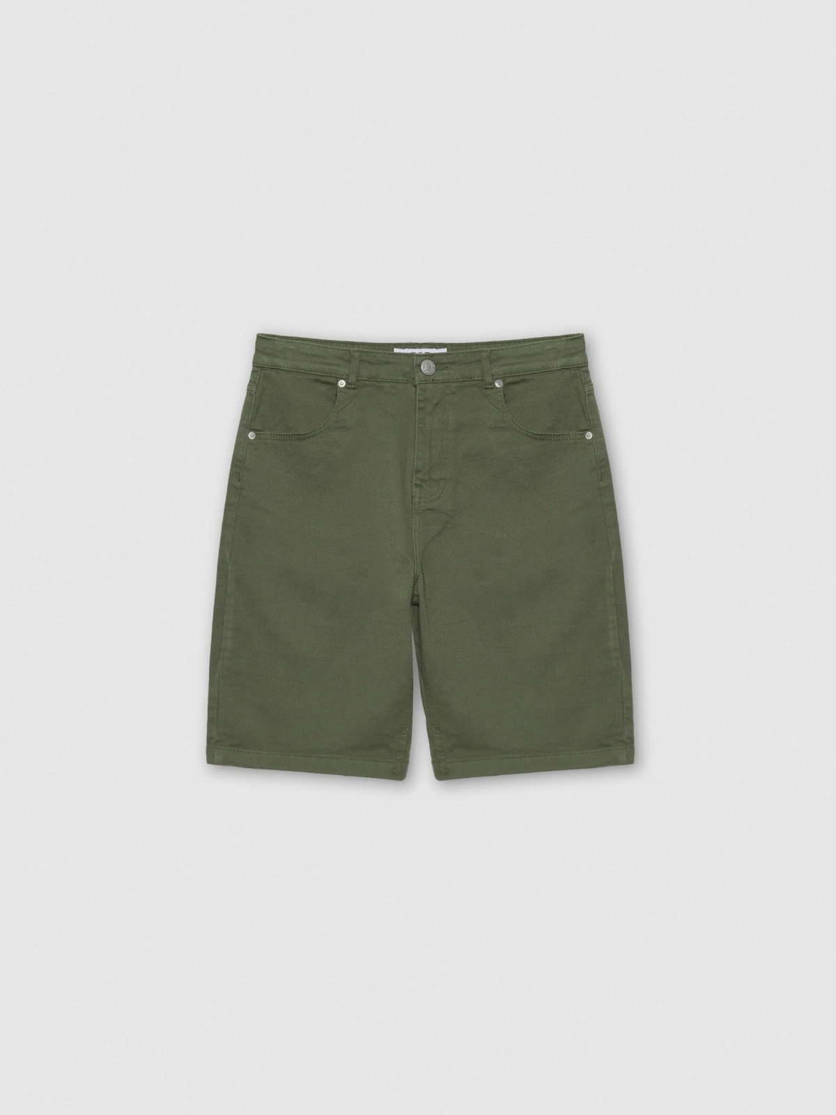  Bermudas cor baggy cáqui vista frontal