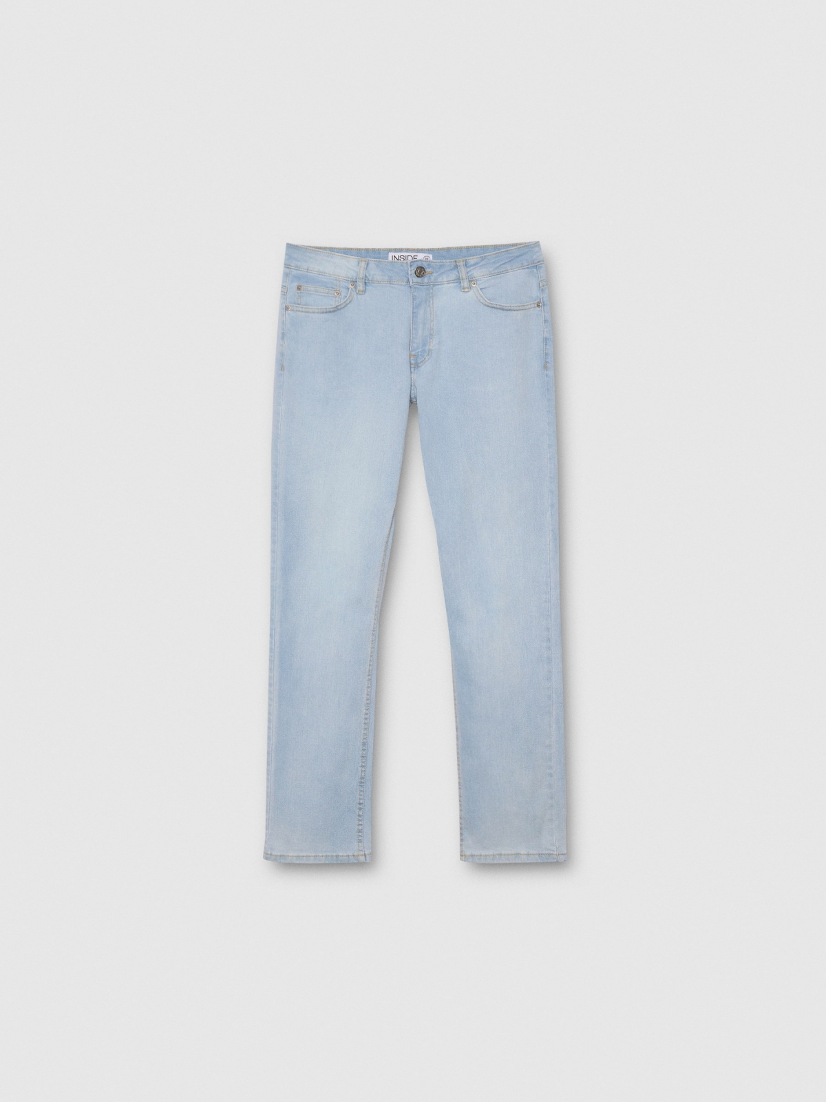  Light blue regular jeans with stitching blue front view