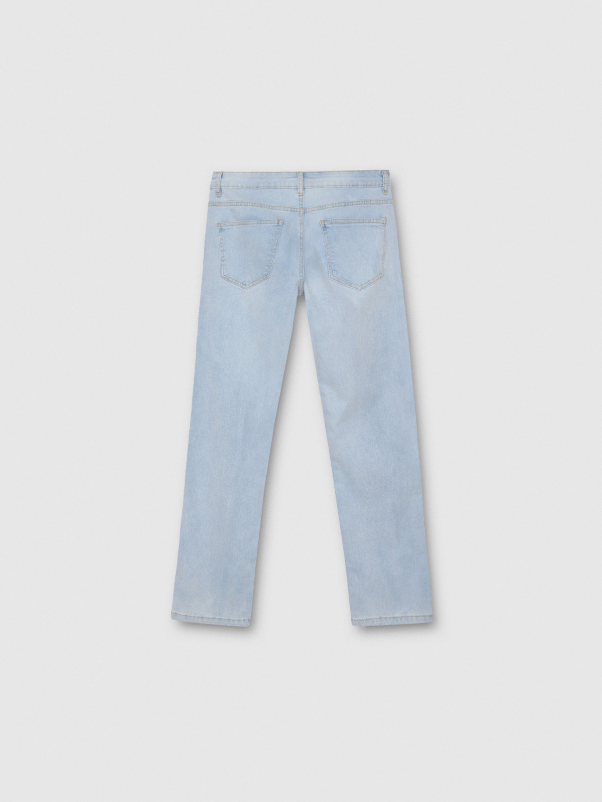 Light blue regular jeans with stitching blue back view
