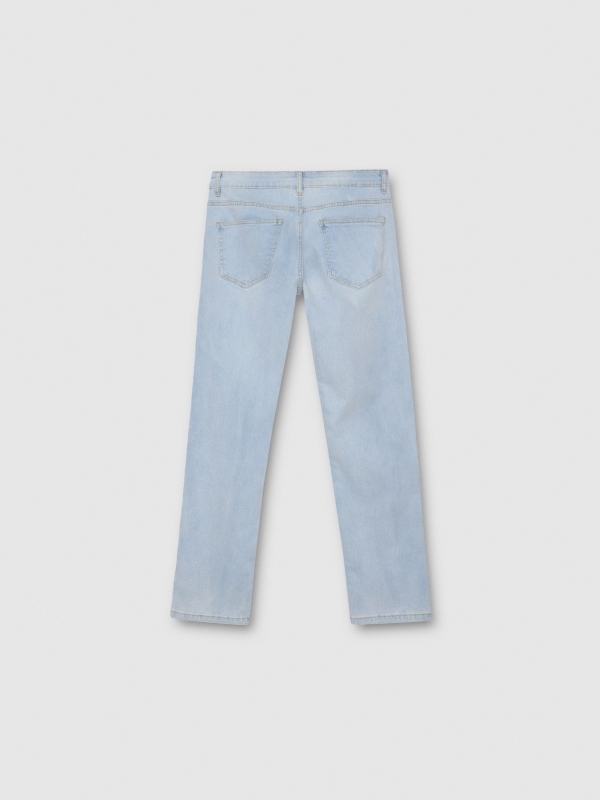 Light blue regular jeans with stitching blue back view