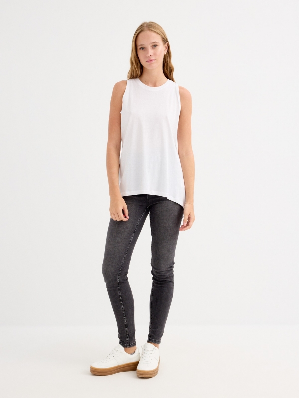 T-shirt with back opening white front view