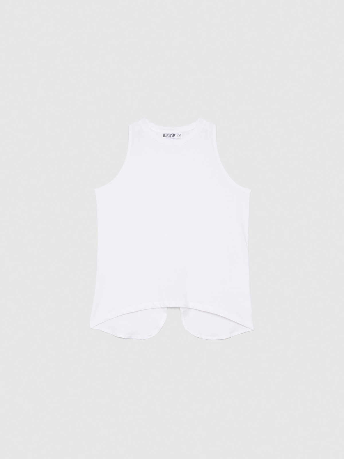  T-shirt with back opening white front view