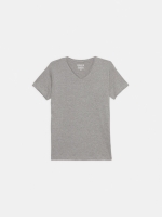 %Pto% T-shirt básica com decote em V cinza vista frontal