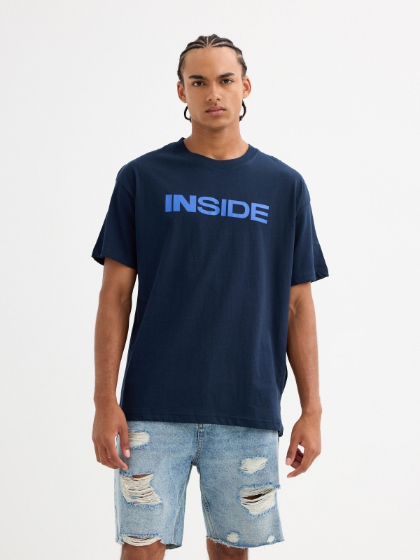 Camiseta logo Inside azul marino vista media frontal