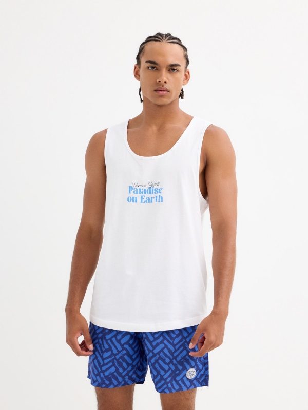 Beach tank top white middle front view