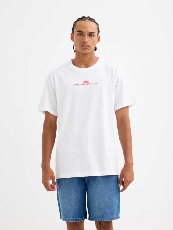 Summer print t-shirt white middle front view