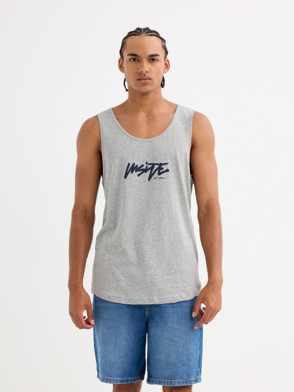 Camiseta tirantes texto Inside melange medio vista media frontal