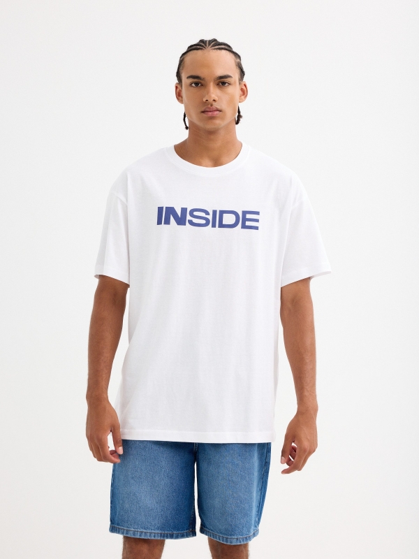 Inside logo t-shirt white middle front view