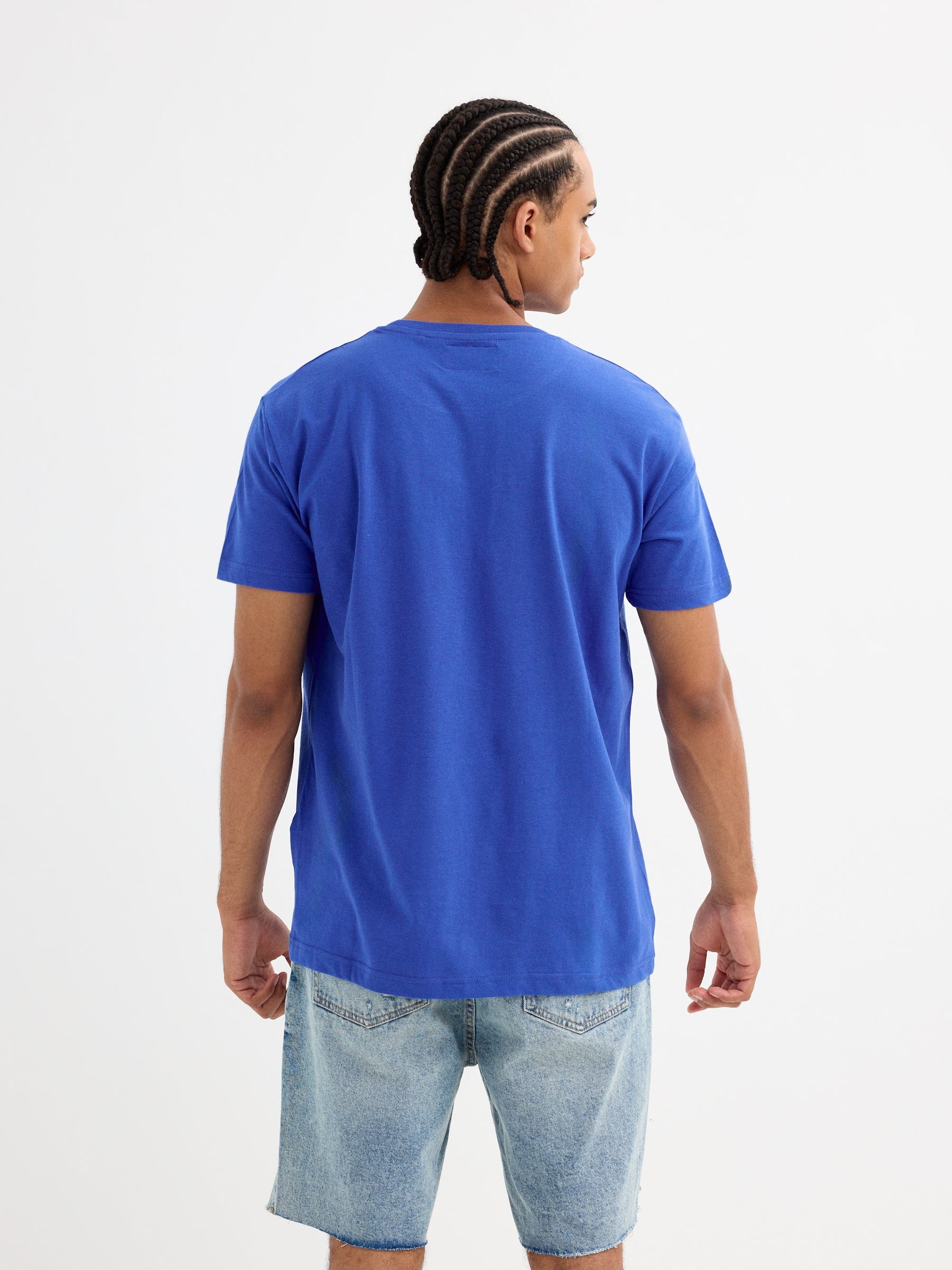 Camiseta básica logo Inside azul eléctrico vista media frontal