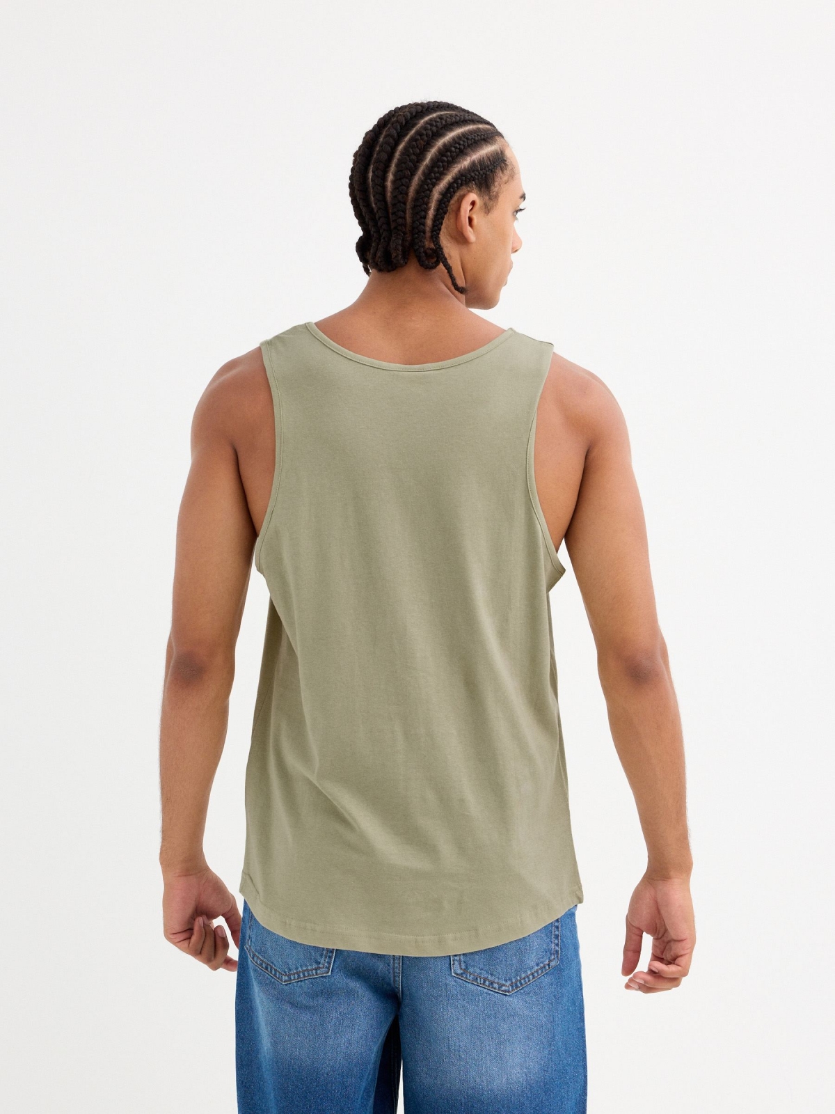 Camiseta tirantes estampado sol verde grisáceo vista media trasera