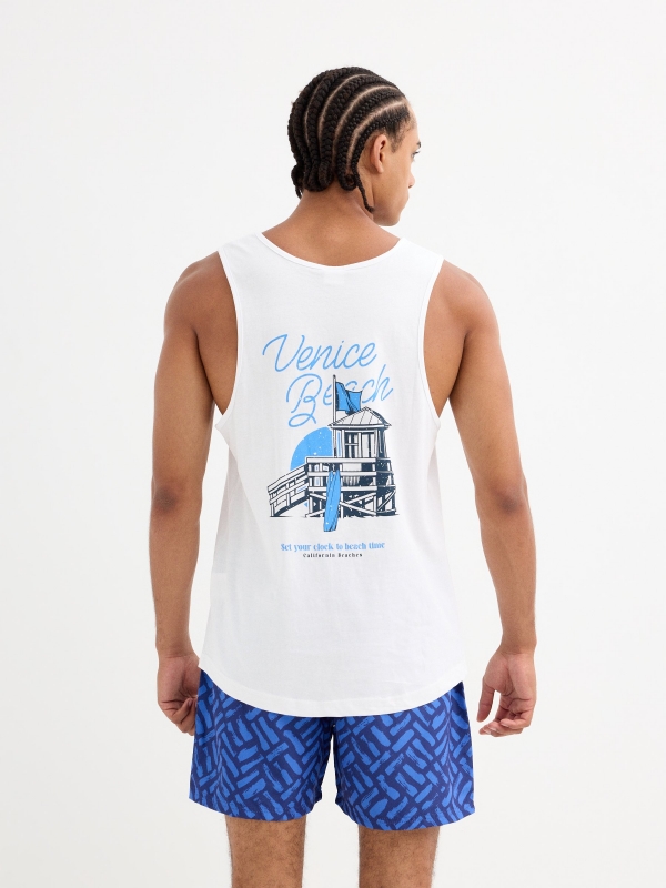 Beach tank top white middle back view