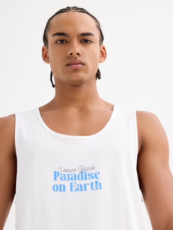 Beach tank top white detail view