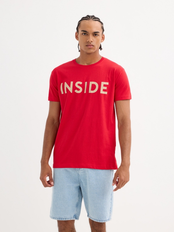 Camiseta básica logo Inside rojo vista media frontal
