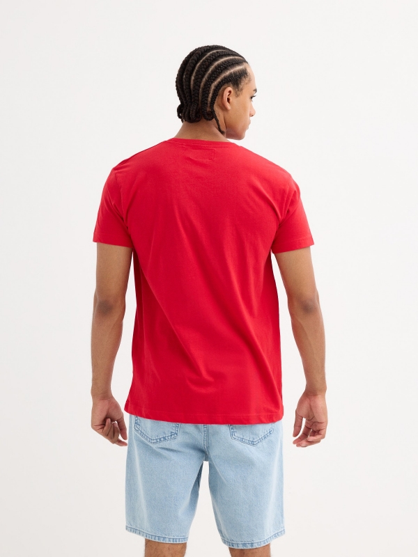 Camiseta básica logo Inside rojo vista media trasera