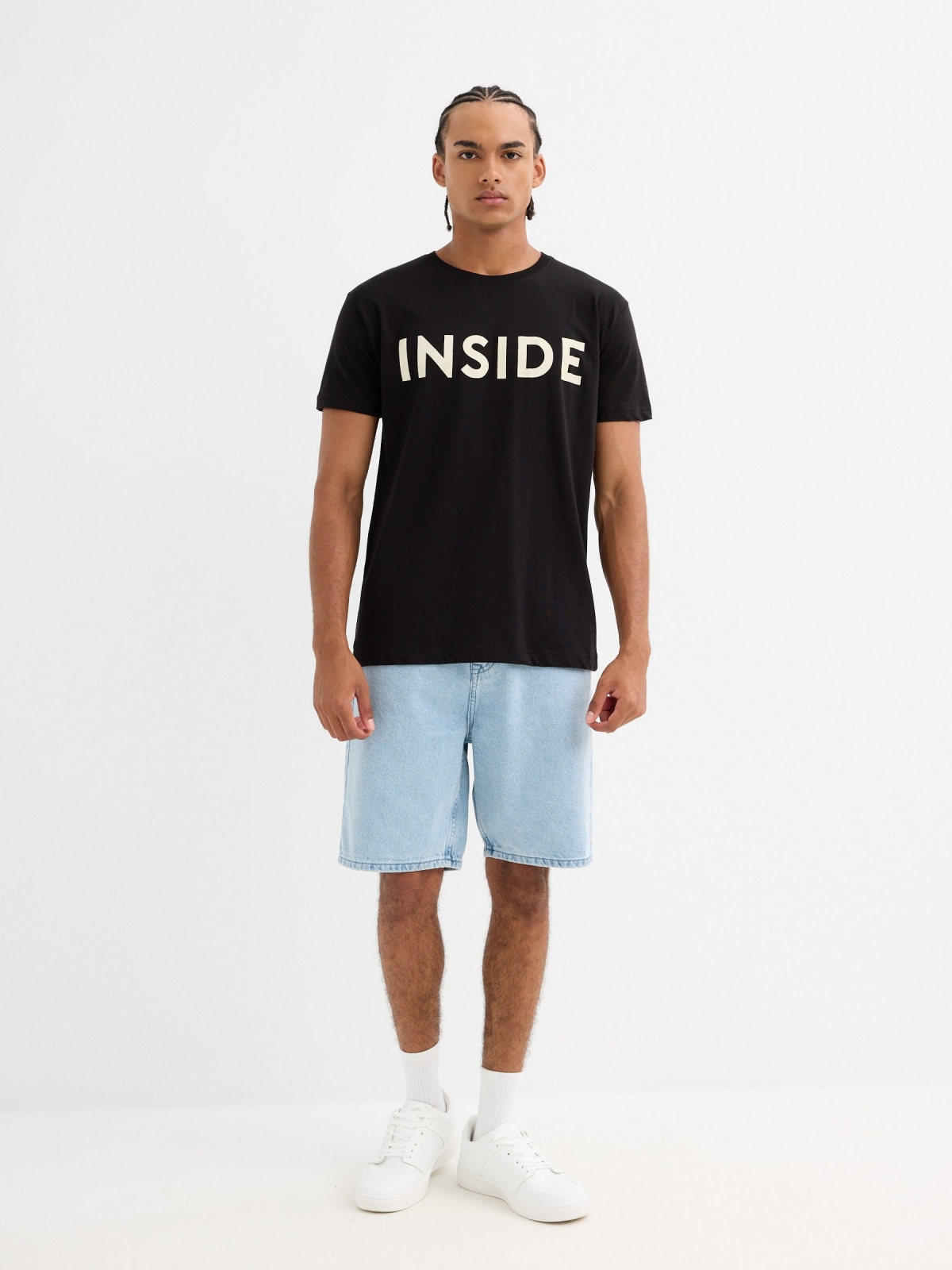 Camiseta básica logo Inside negro vista general frontal