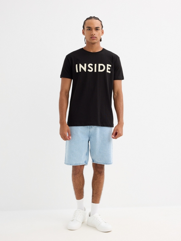 Camiseta básica logo Inside negro vista general frontal