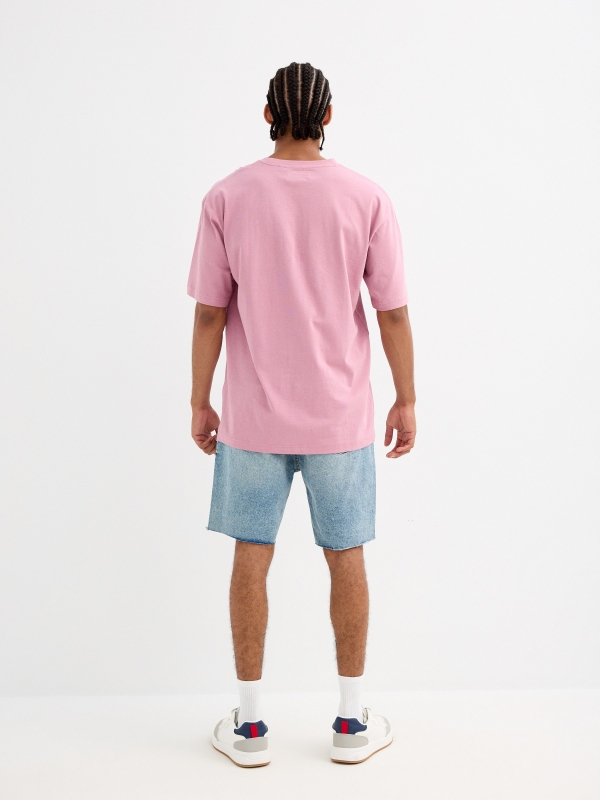 Bermuda denim regular rotos azul vista media trasera