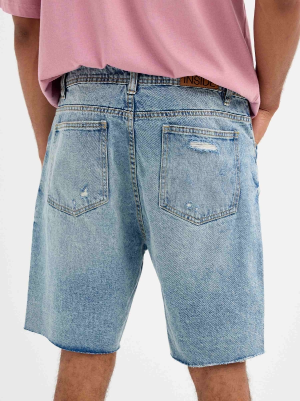 Bermuda denim regular rotos azul vista detalle