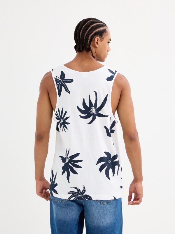 Camiseta de tirantes estampado floral blanco vista media trasera