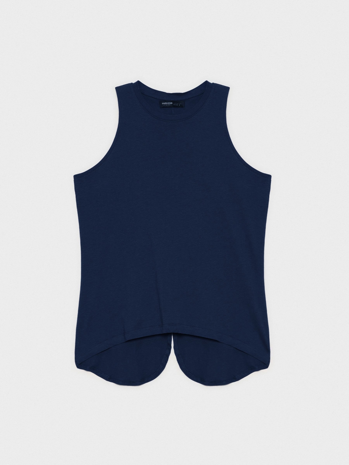  Camiseta abertura nas costas azul marinho vista frontal