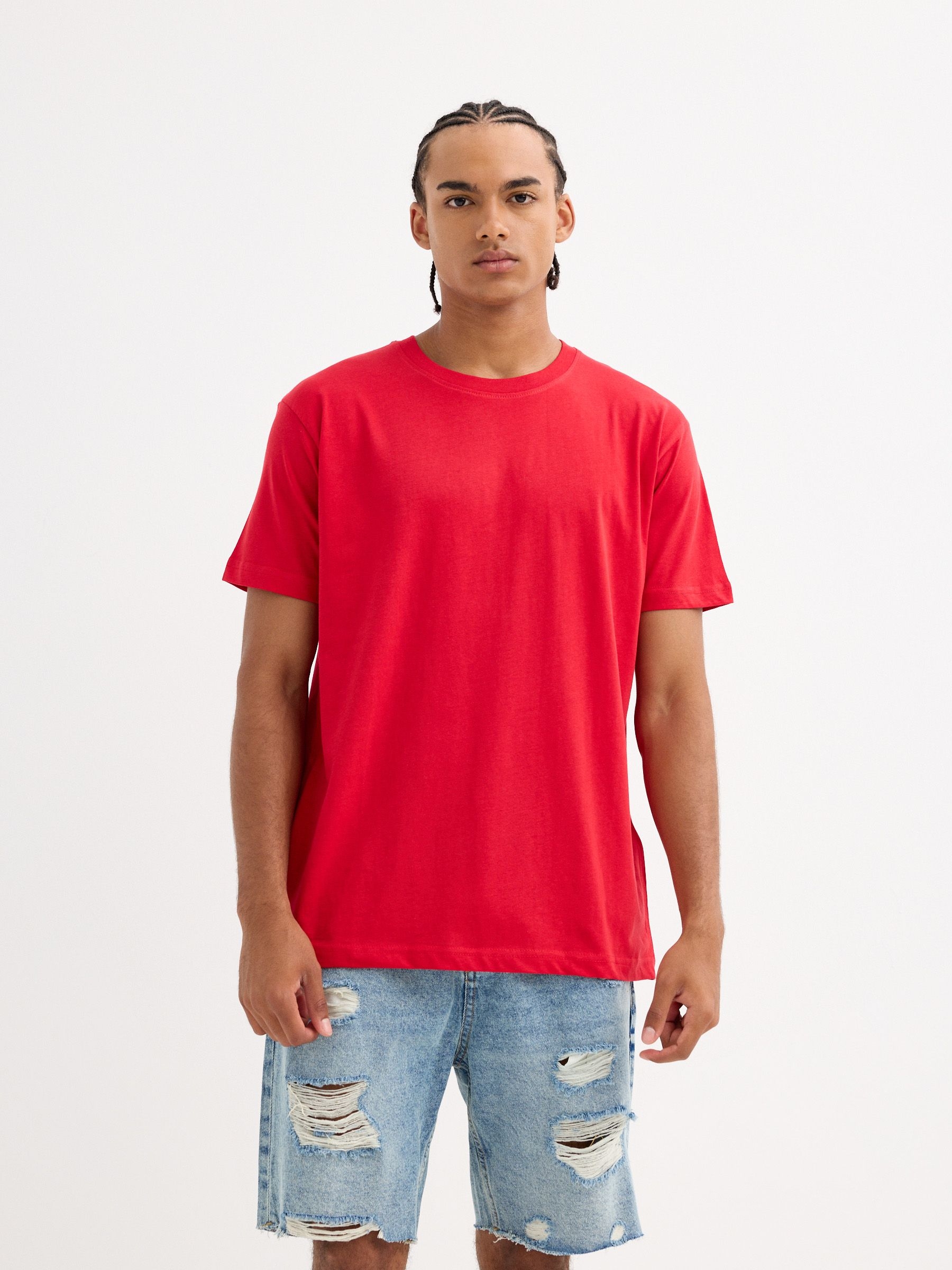 INSIDE Camiseta básica manga corta, Rojo, L