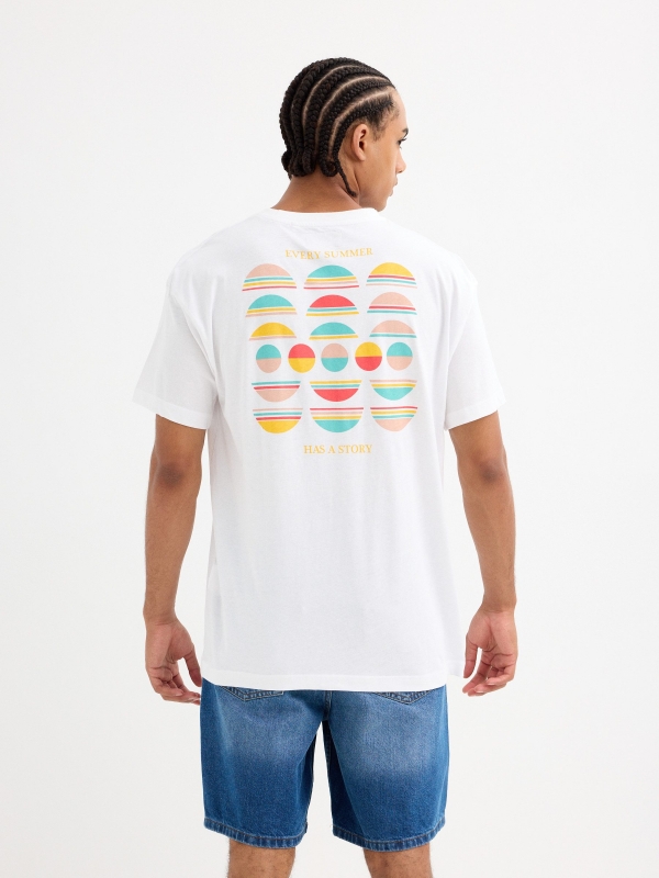 Summer print t-shirt white middle back view