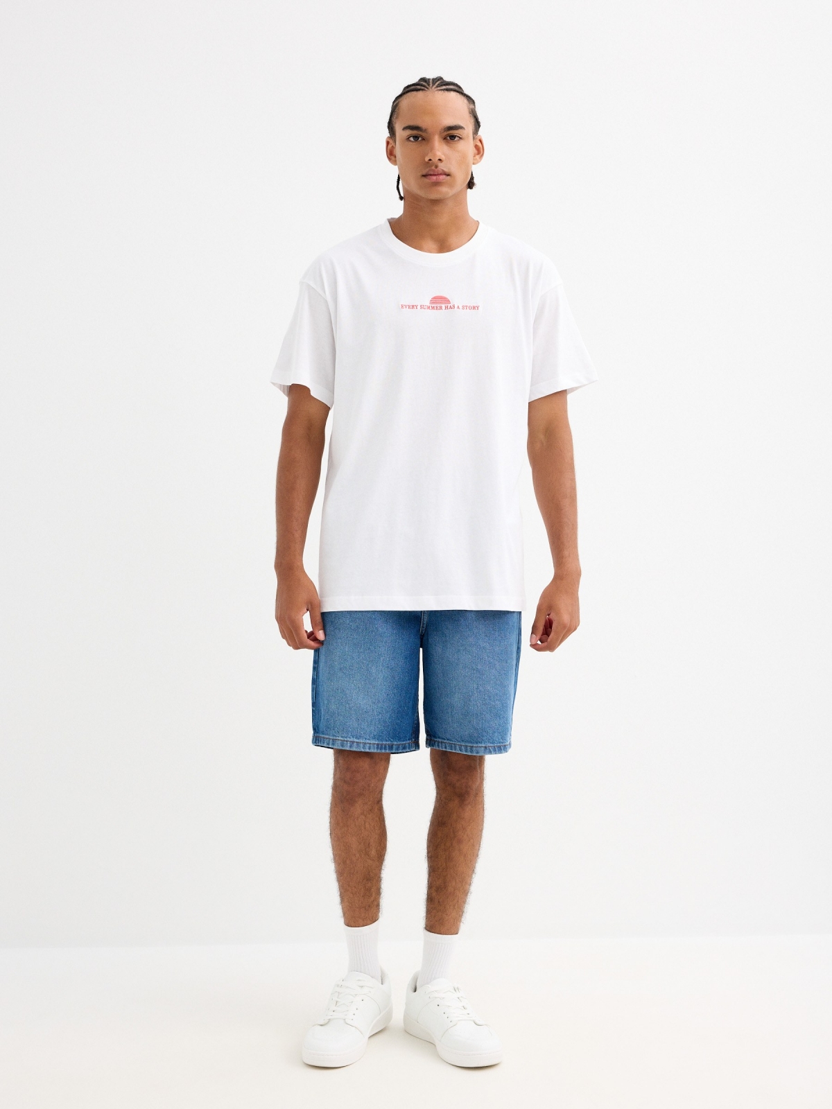 Summer print t-shirt white front view