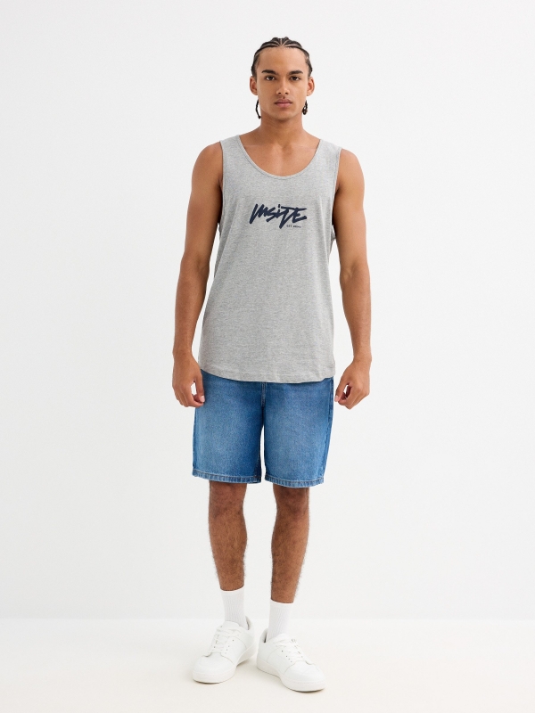 Tank top text Inside medium melange front view