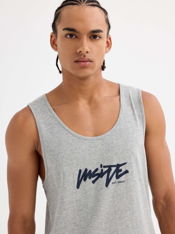 Camiseta tirantes texto Inside melange medio vista detalle