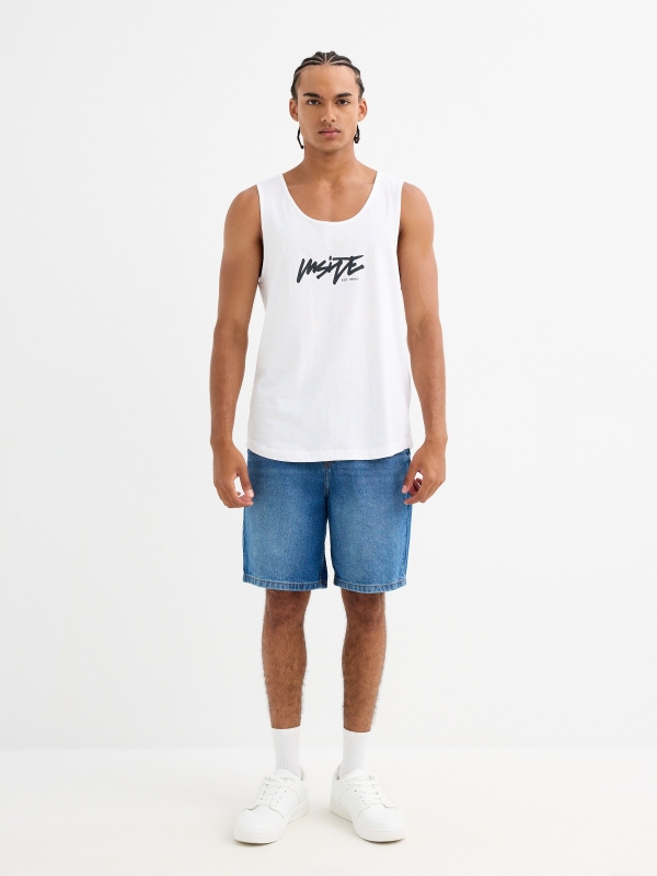 Tank top text Inside white front view