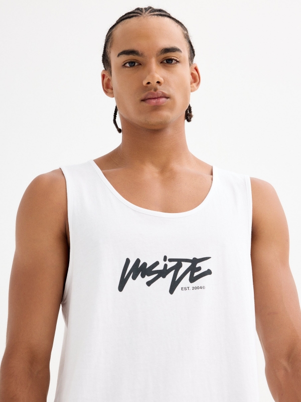 Camiseta tirantes texto Inside blanco vista detalle